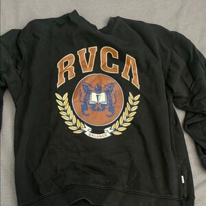 RVCA Black Crewneck Sweater with Logo Design